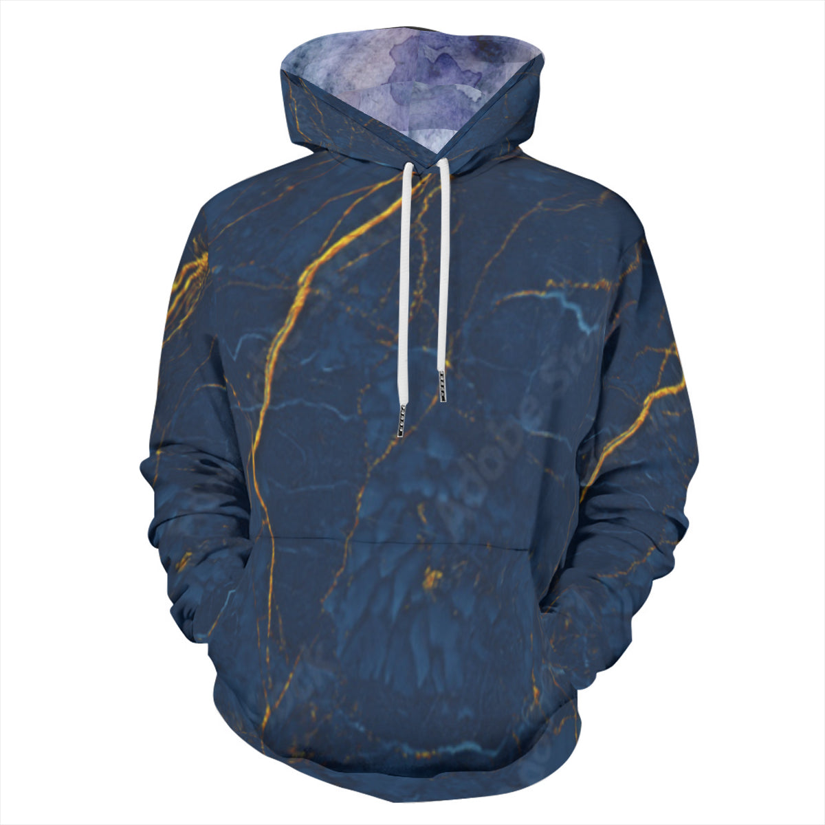 Marble Cotton Hoodie - blue