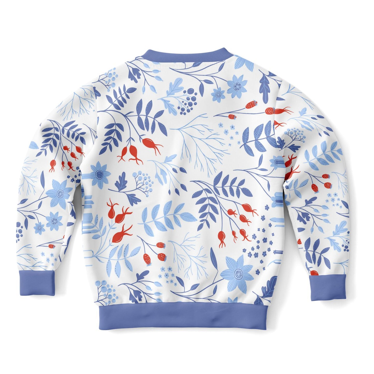 Autumn Blue Flowers Kids Sweatshirt