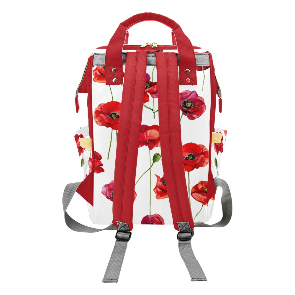 Red Poppies Multipurpose Backpack/Diaper Bag