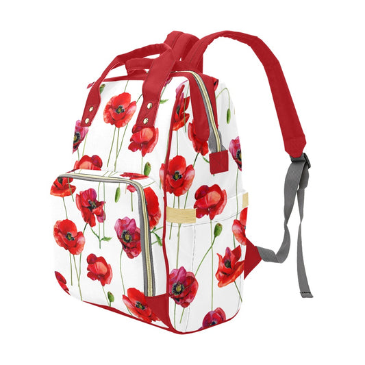 Red Poppies Multipurpose Backpack/Diaper Bag