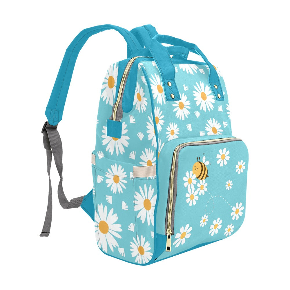 Blue Daisies 2 Multipurpose Backpack/Diaper Bag