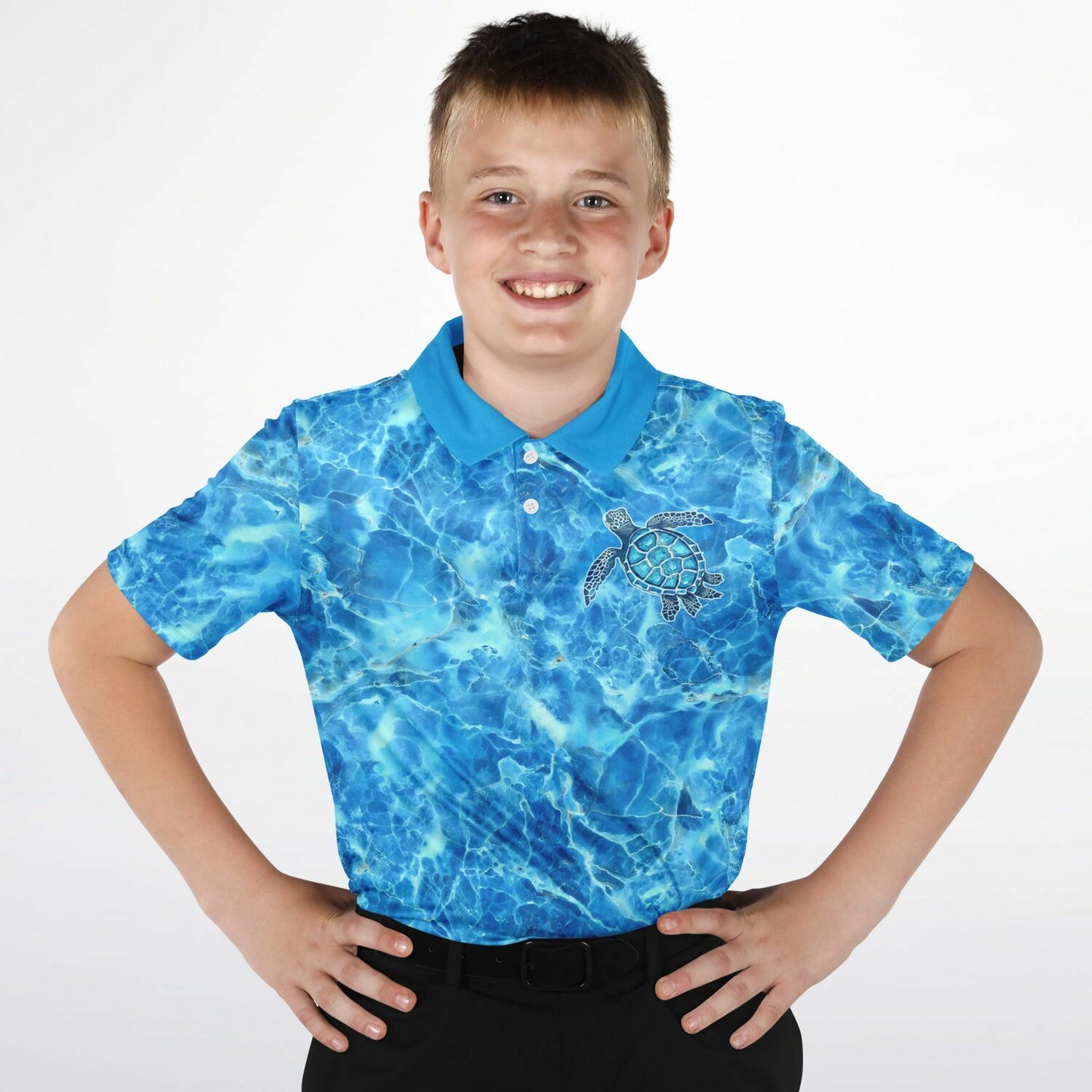 Blue Tortoise 1 Youth Polo Shirt