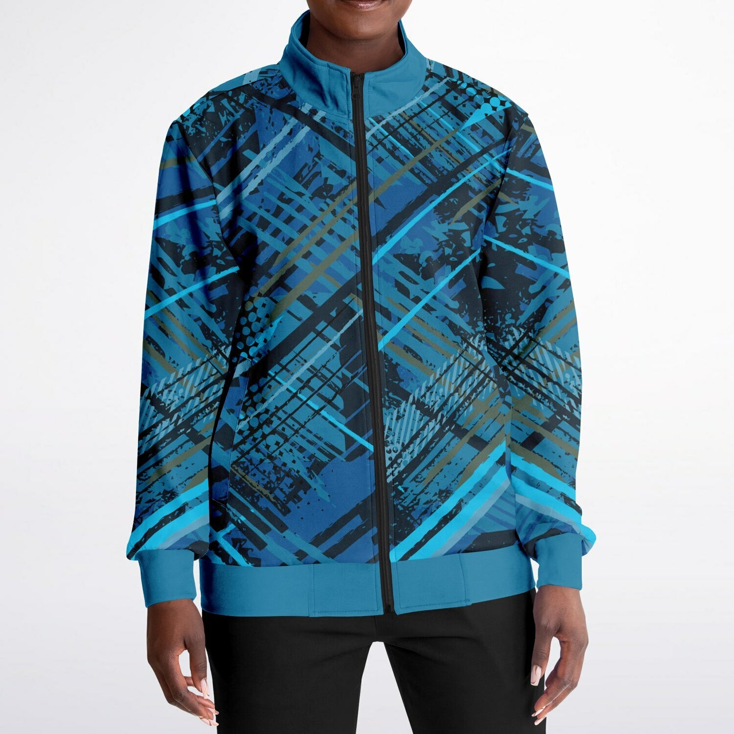 Geometric Blue Unisex Track Jacket