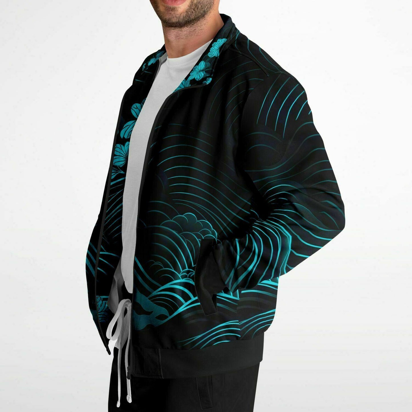 Waves & Flowers Blue 1 Unisex Track Jacket