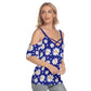 Daisies Women's Cold Shoulder T-shirt Dark Blue