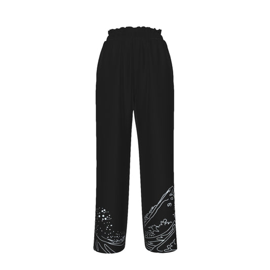 The Wave Black Faux Silk Pants