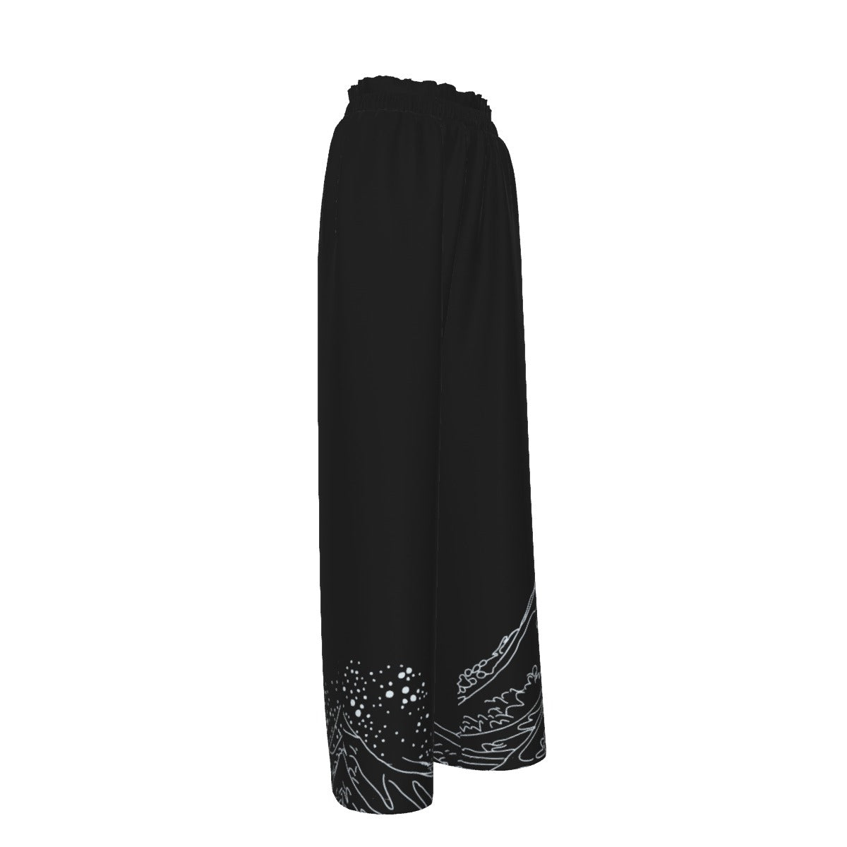 The Wave Black Faux Silk Pants