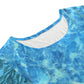 Under-the-Water Women's Top - Round Neck - Butterfly Sleeves - Blue Marble Pattern