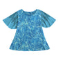 Under-the-Water Women's Top - Round Neck - Butterfly Sleeves - Blue Marble Pattern