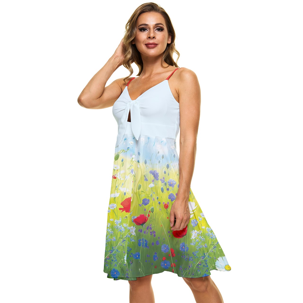 Poppies Field Mini Dress -red straps