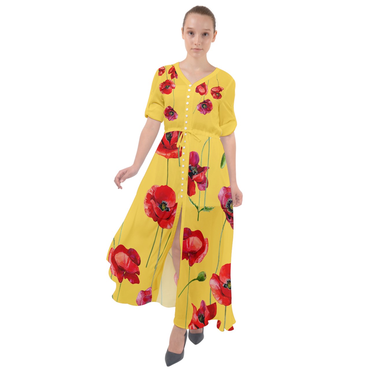 Poppies Yellow Maxi Dress