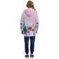 Winter Gnome Village Kids Longline Puffer Jacket - pink glass