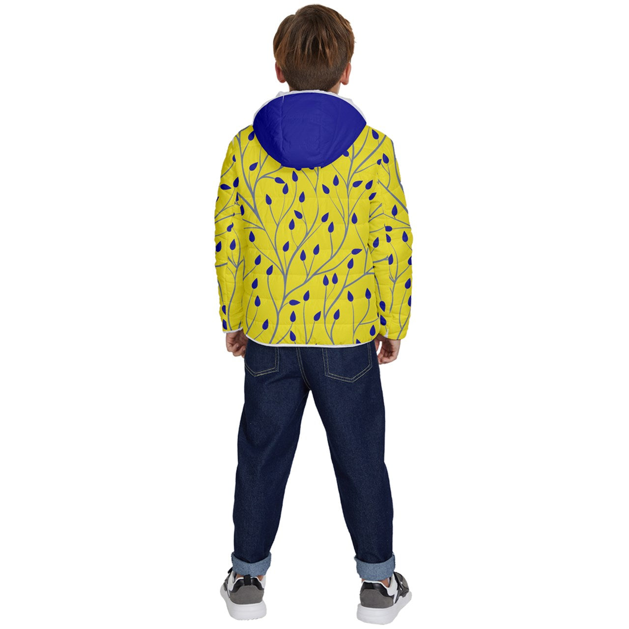 Fall Branches Kids' Quilted Jacket - yellow