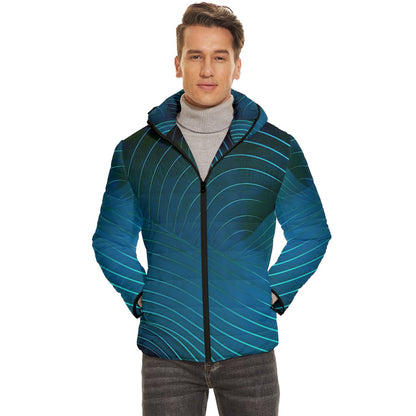Waves Blue Men's  Quilted Jacket