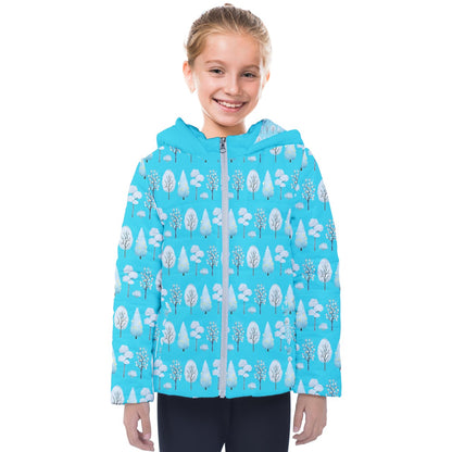 Winter Trees Kids' Puffer Jacket -  bright blue