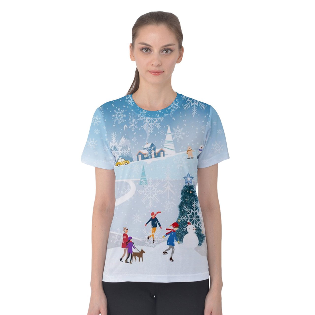 Winter City Blue Women's Cotton T-Shirt