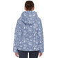 Winter Flowers Silver Blue Women's Puffer Jacket