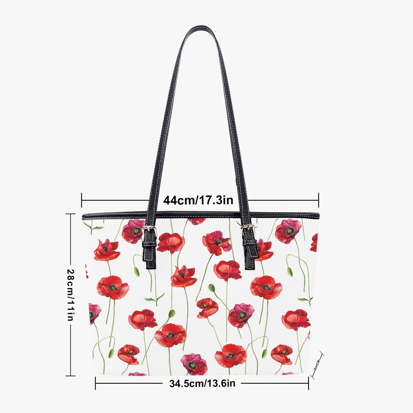 Red Poppies Large Leather Tote Bag