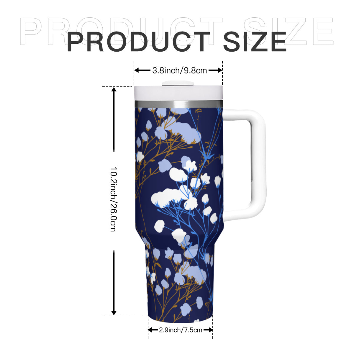 Cotton Flowers 40oz Insulated Tumbler with Handle