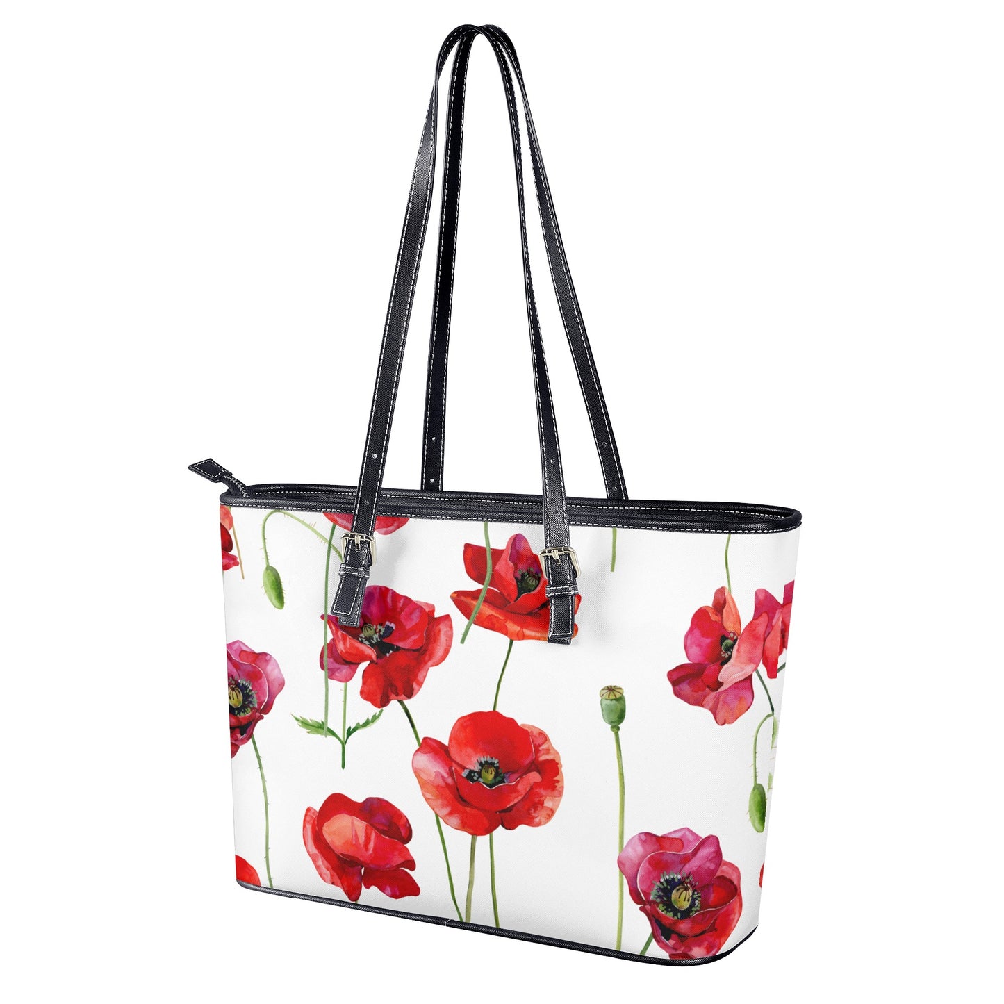 Poppies PU Leather Tote Bags (2 sizes)