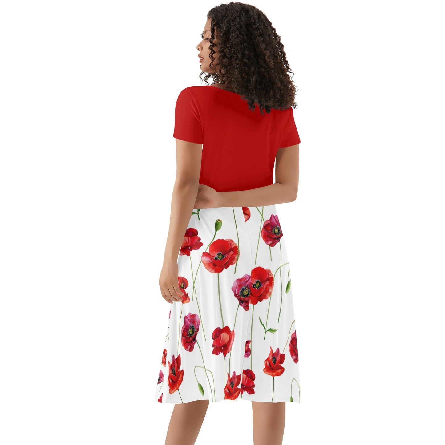 Red Poppies Womens V-neck Dress