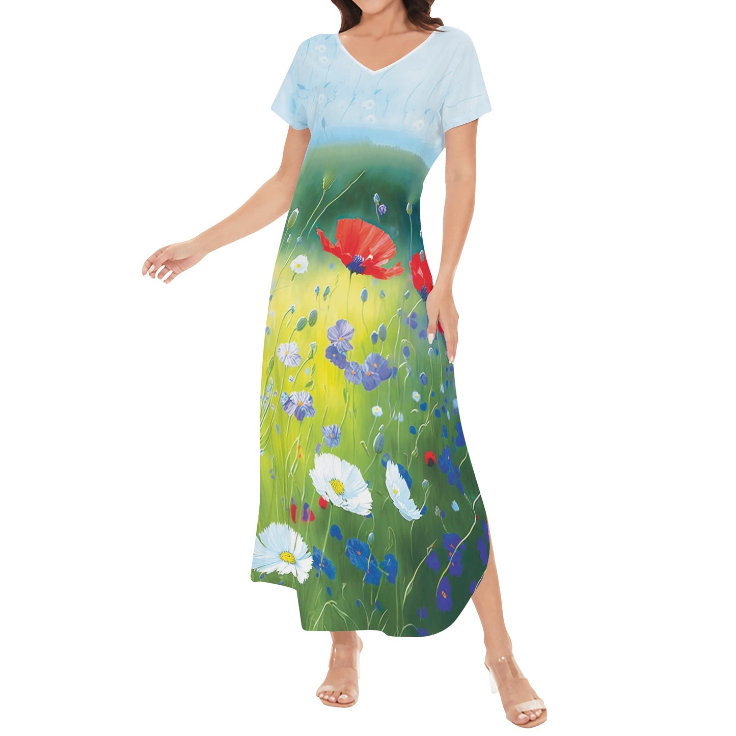 Poppies Field Womens Long  Dress