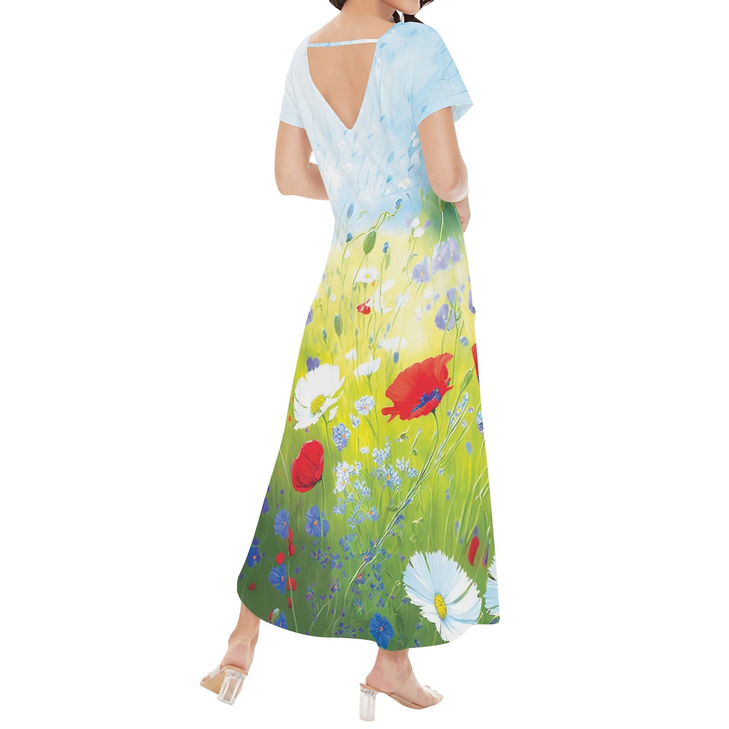 Poppies Field Womens Long  Dress