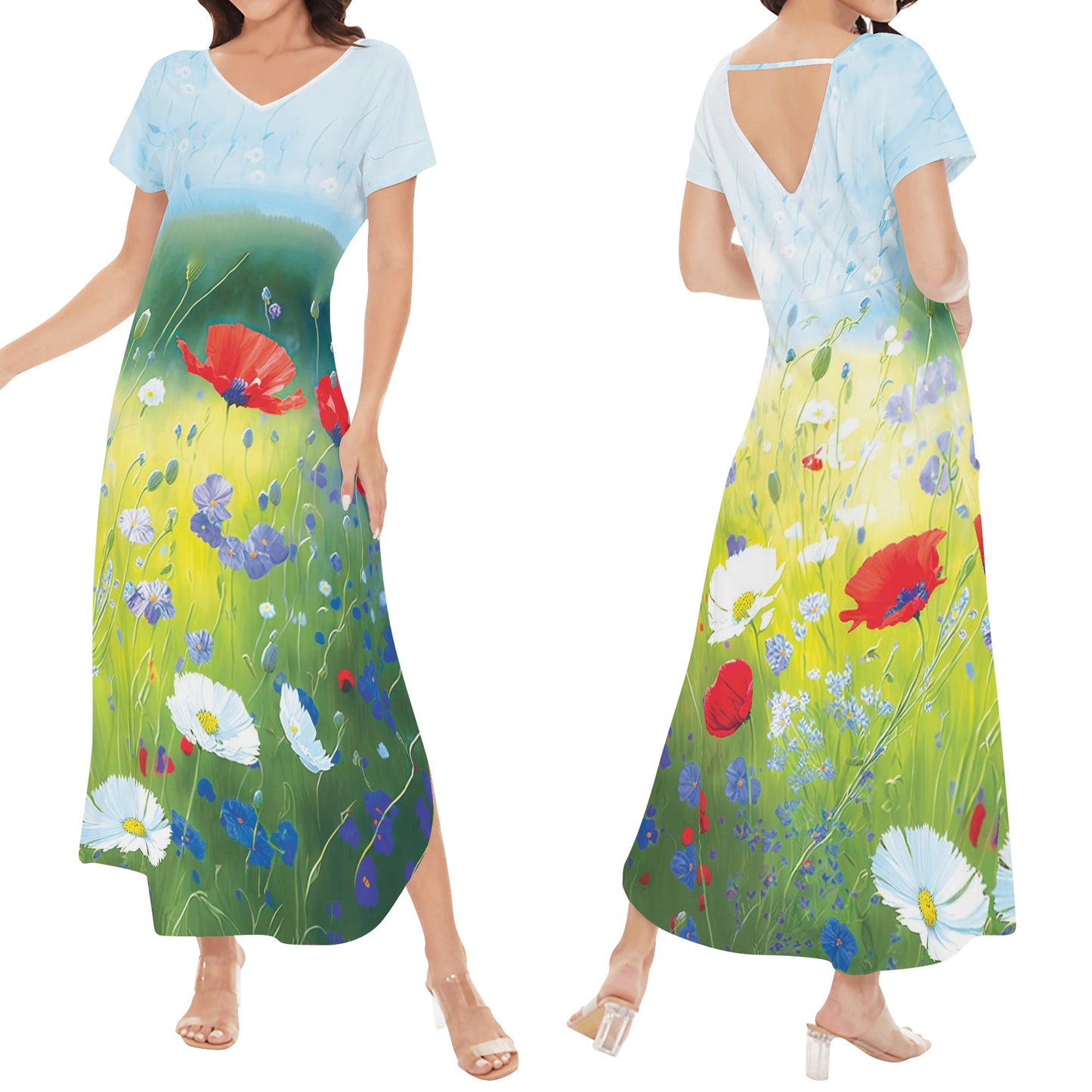 Poppies Field Womens Long  Dress