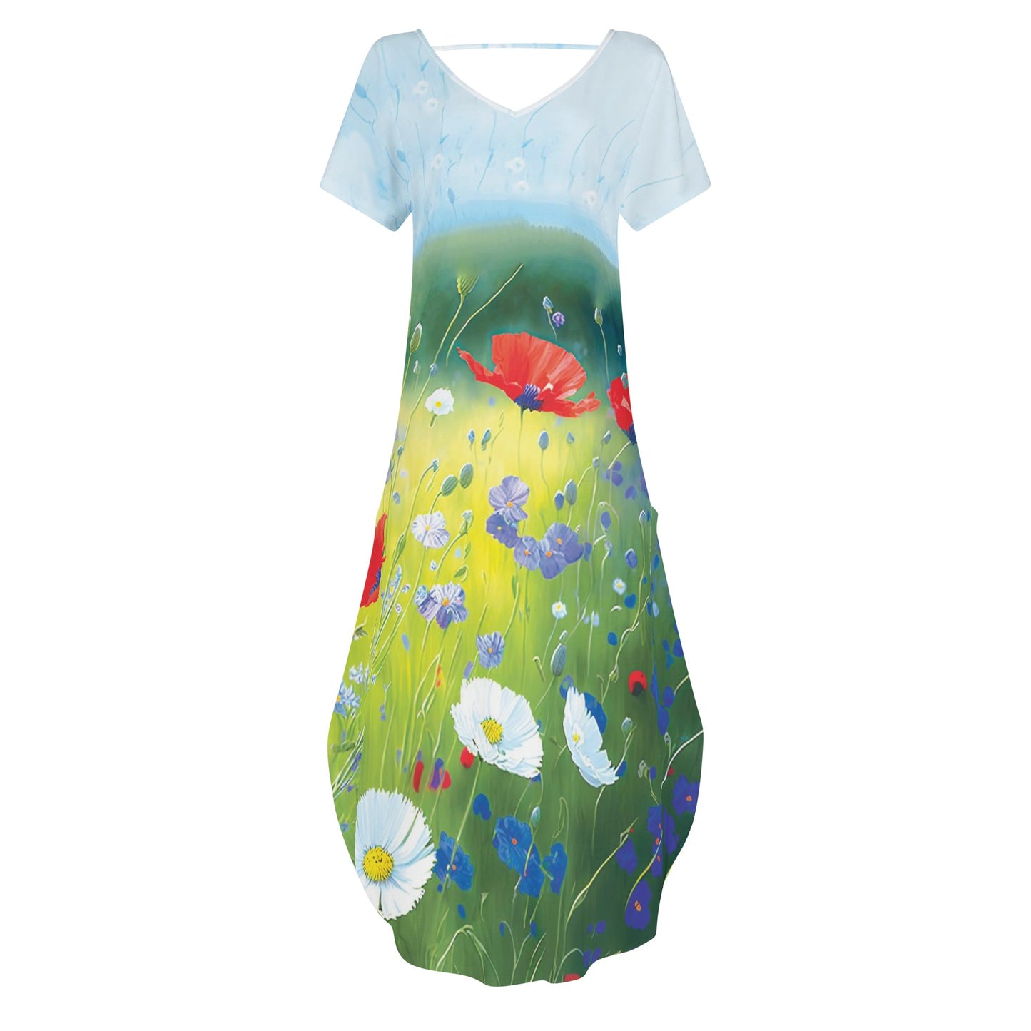 Poppies Field Womens Long  Dress