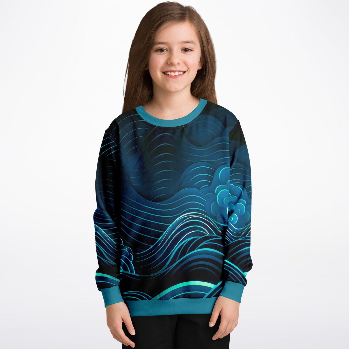 Waves Kids Sweatshirt - blue-green