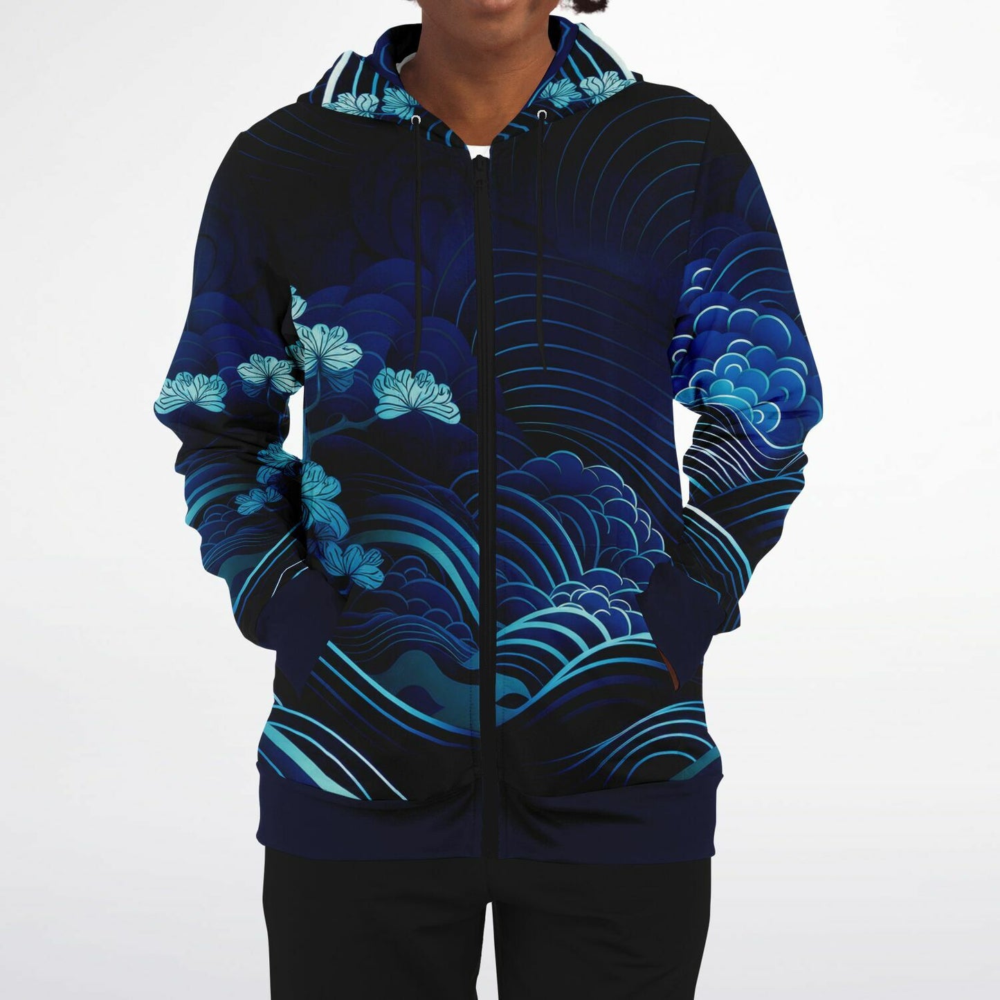 Waves&Flowers 2 Fashion Zip Hoodie