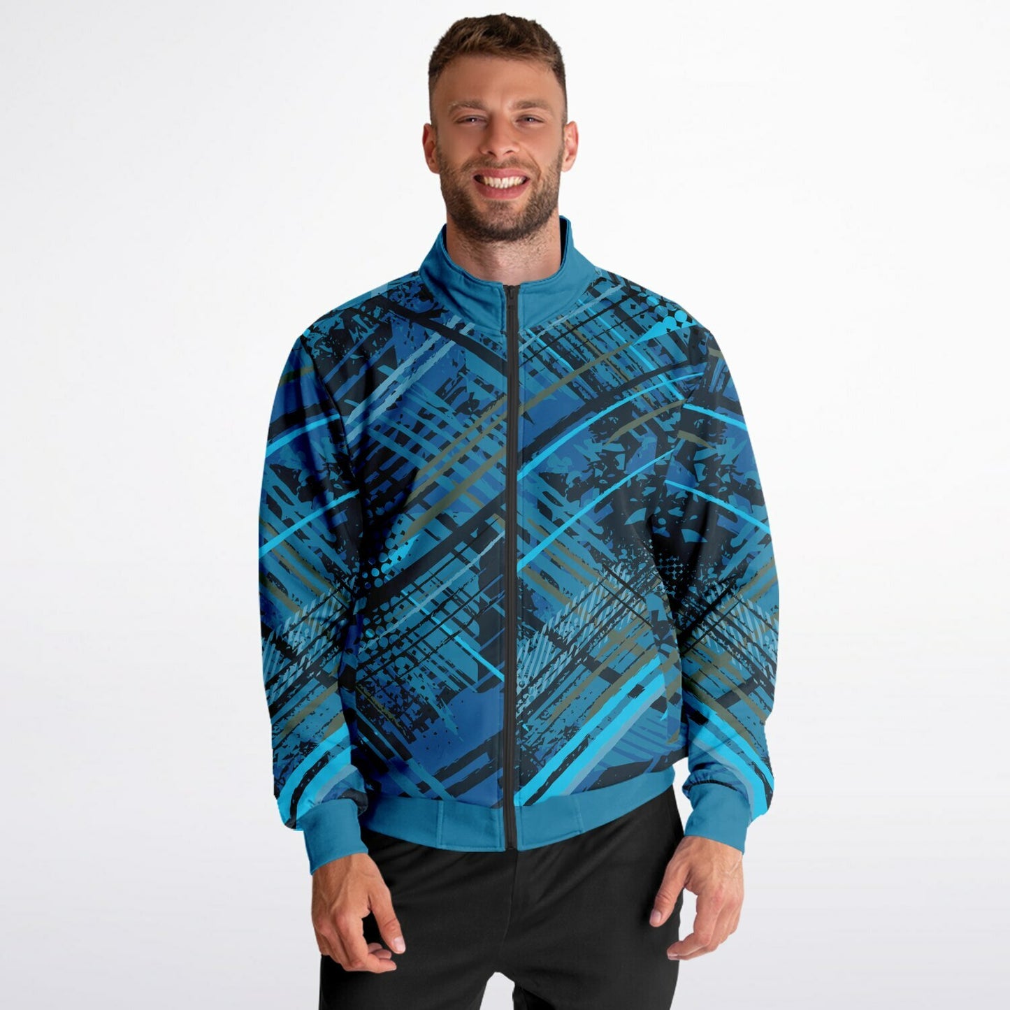 Geometric Blue Unisex Track Jacket