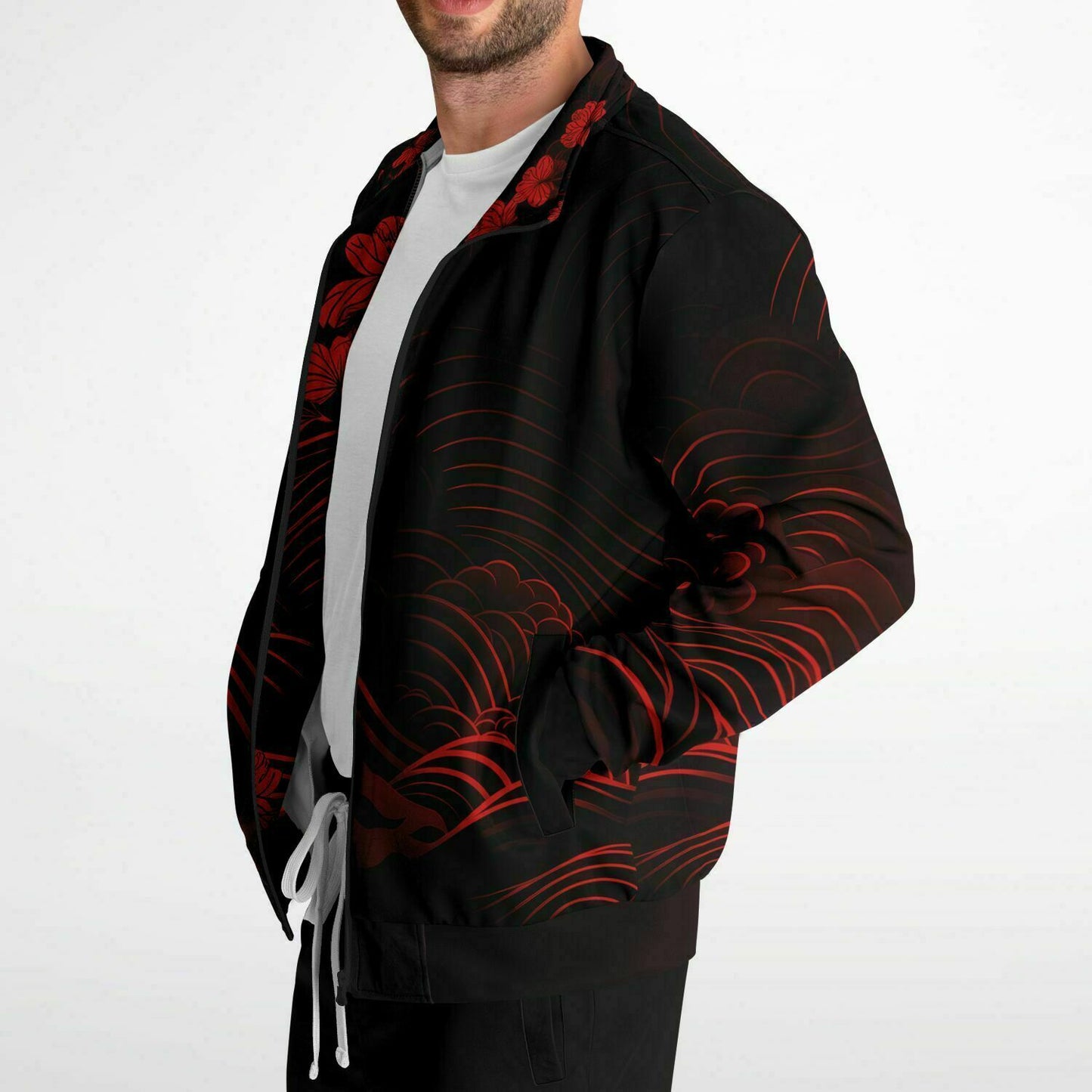 Waves & Flowers Red 1 Unisex Track Jacket