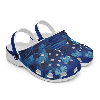 Waves & Flowers Clogs - blue