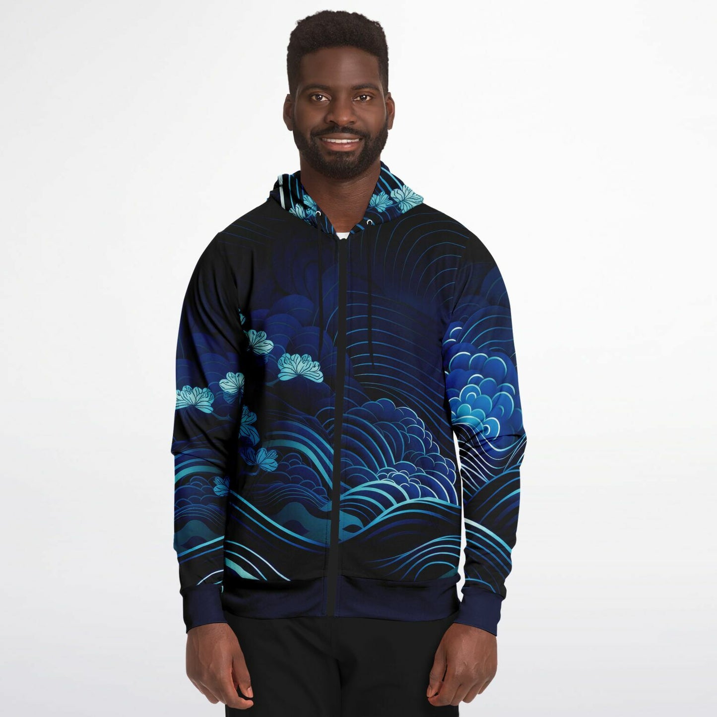 Waves&Flowers 2 Fashion Zip Hoodie