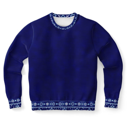 Blue Unisex Sweater with Ukrainian traditional border