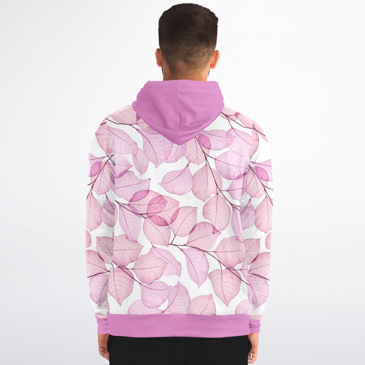 Pink Fall Leaves Unisex Zip Hoodie