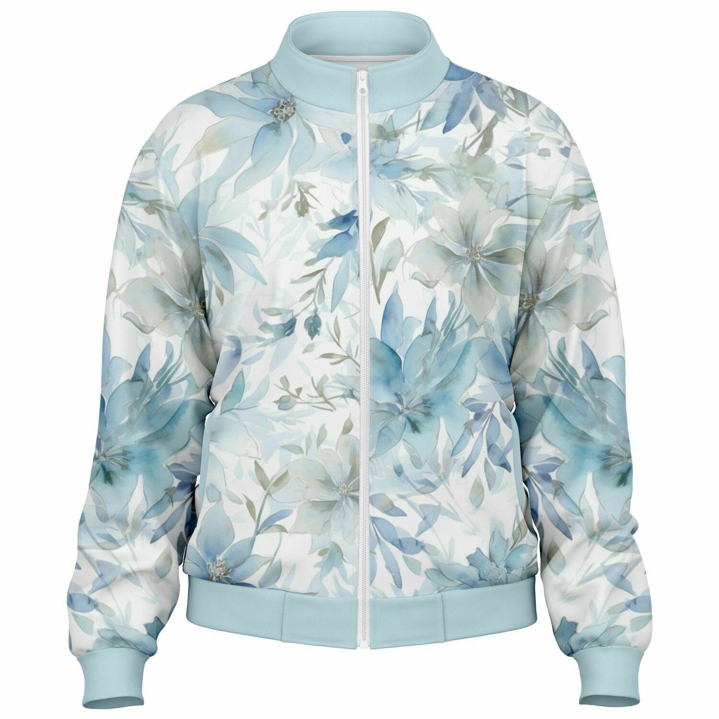 Watercolor Flowers Unisex Track Jacket - light blue