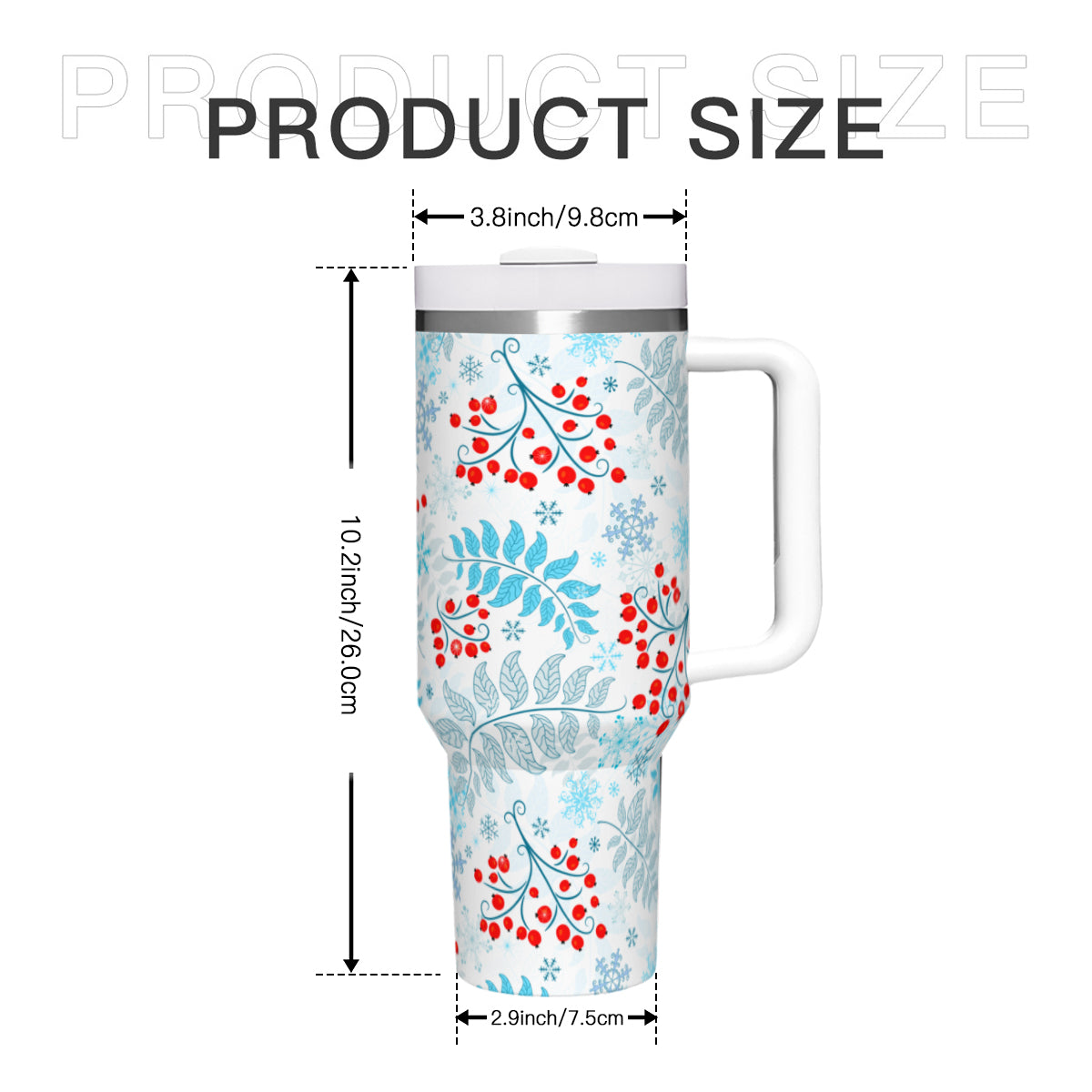 Winter Berries 20oz Tumbler with Handle Stainless Steel