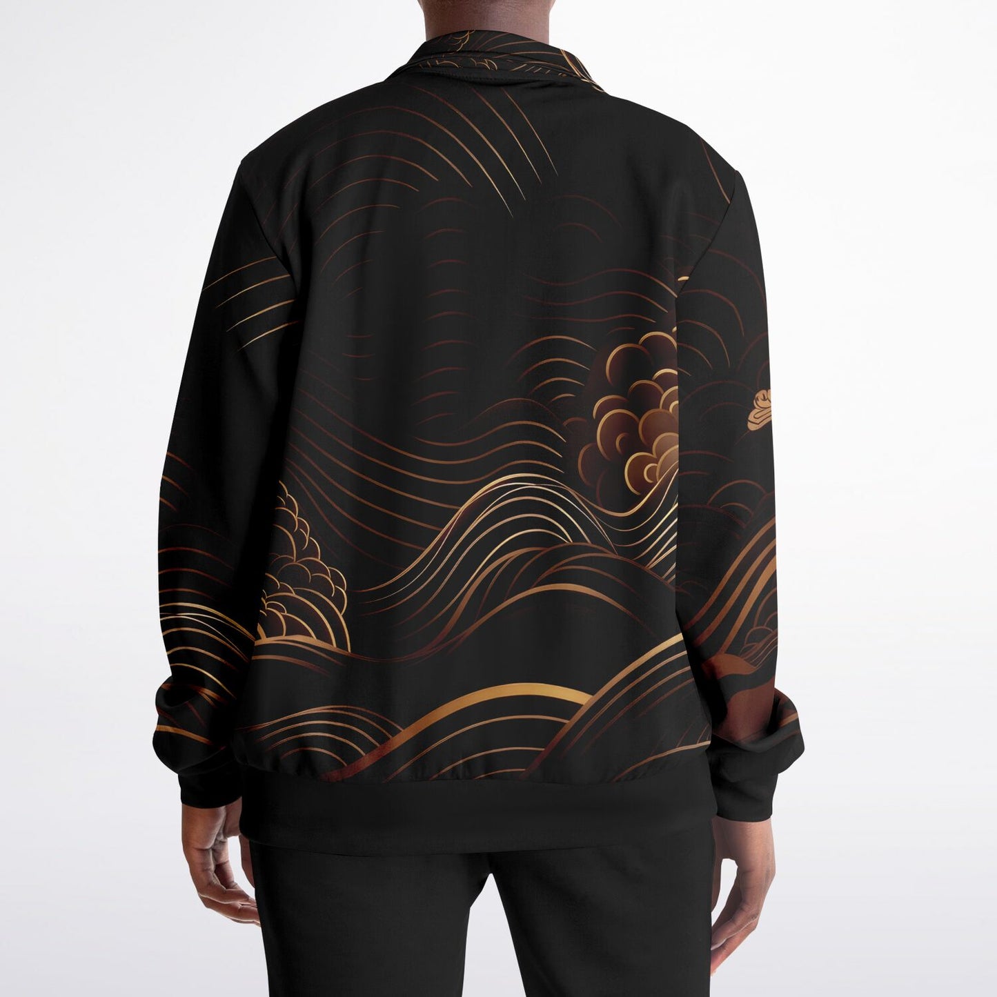 Black Waves & Flowers Track Jacket