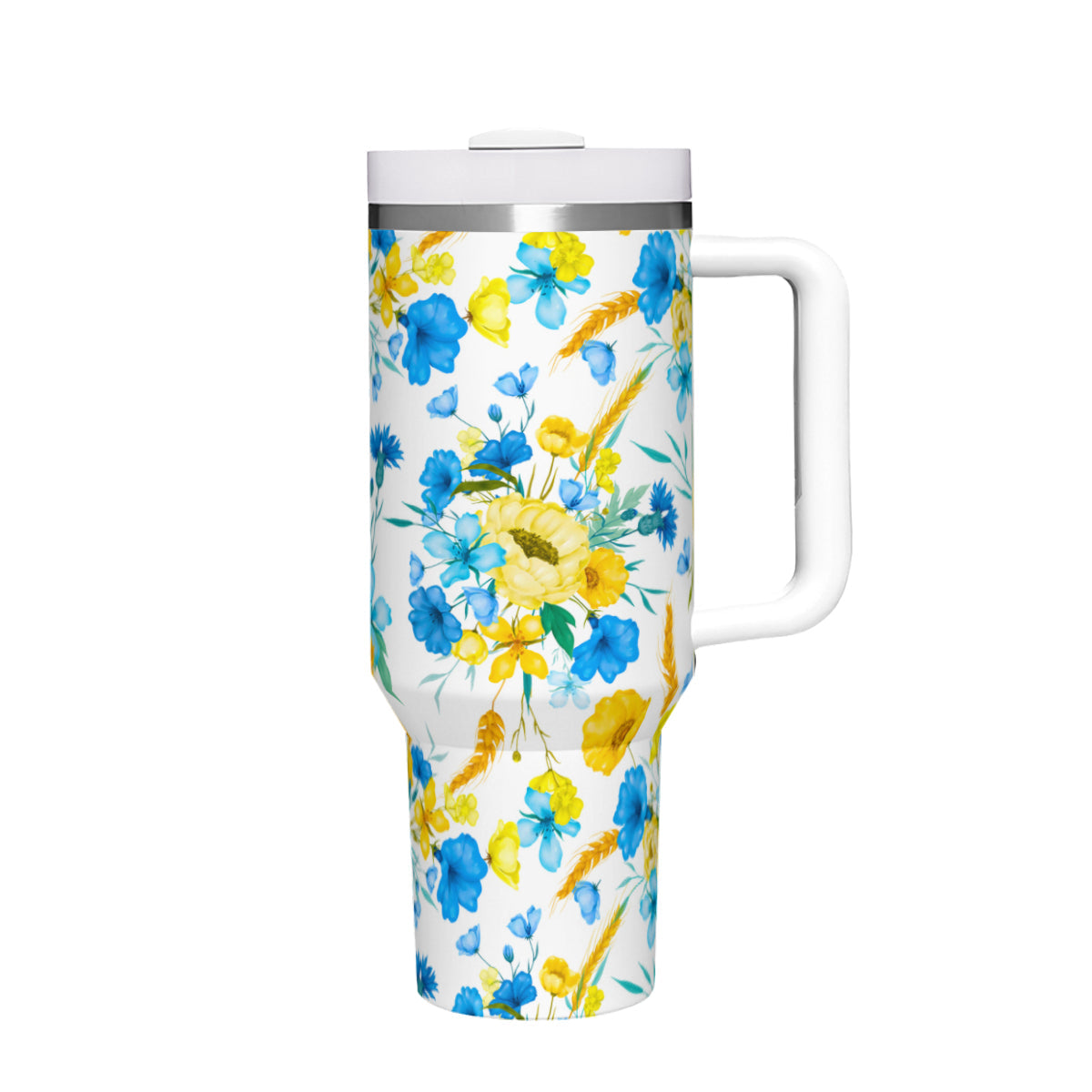 Ukraine Flowers 40oz Tumbler with Handle Stainless Steel