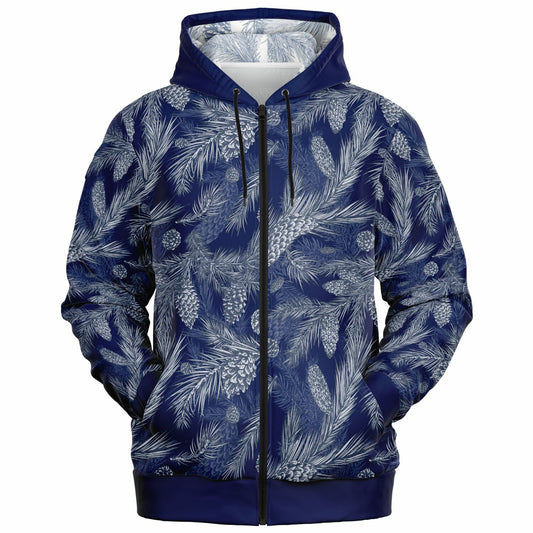 Dark Blue Spruce Unisex Zip Hoodie