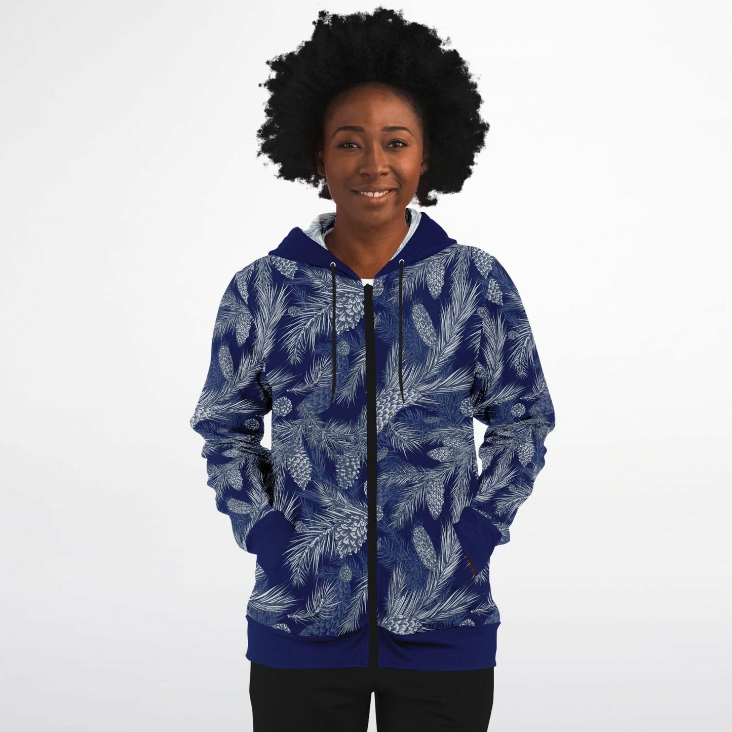 Dark Blue Spruce Unisex Zip Hoodie