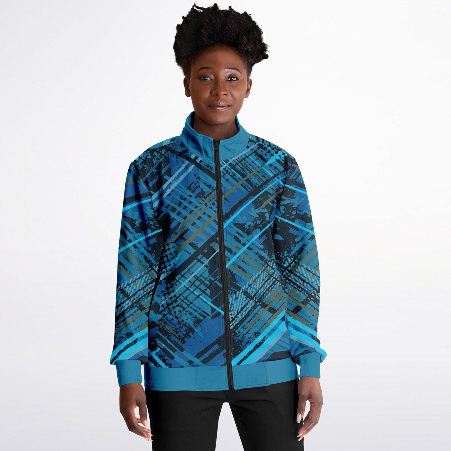 Geometric Blue Unisex Track Jacket