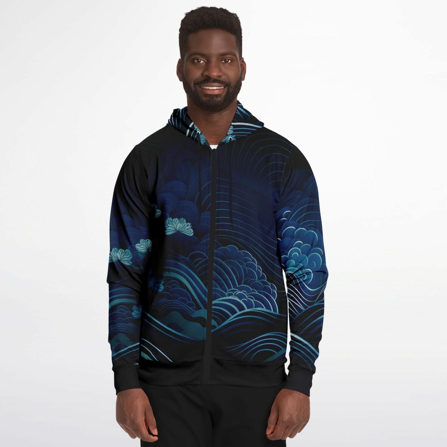 Waves&Flowers Fashion Zip Hoodie