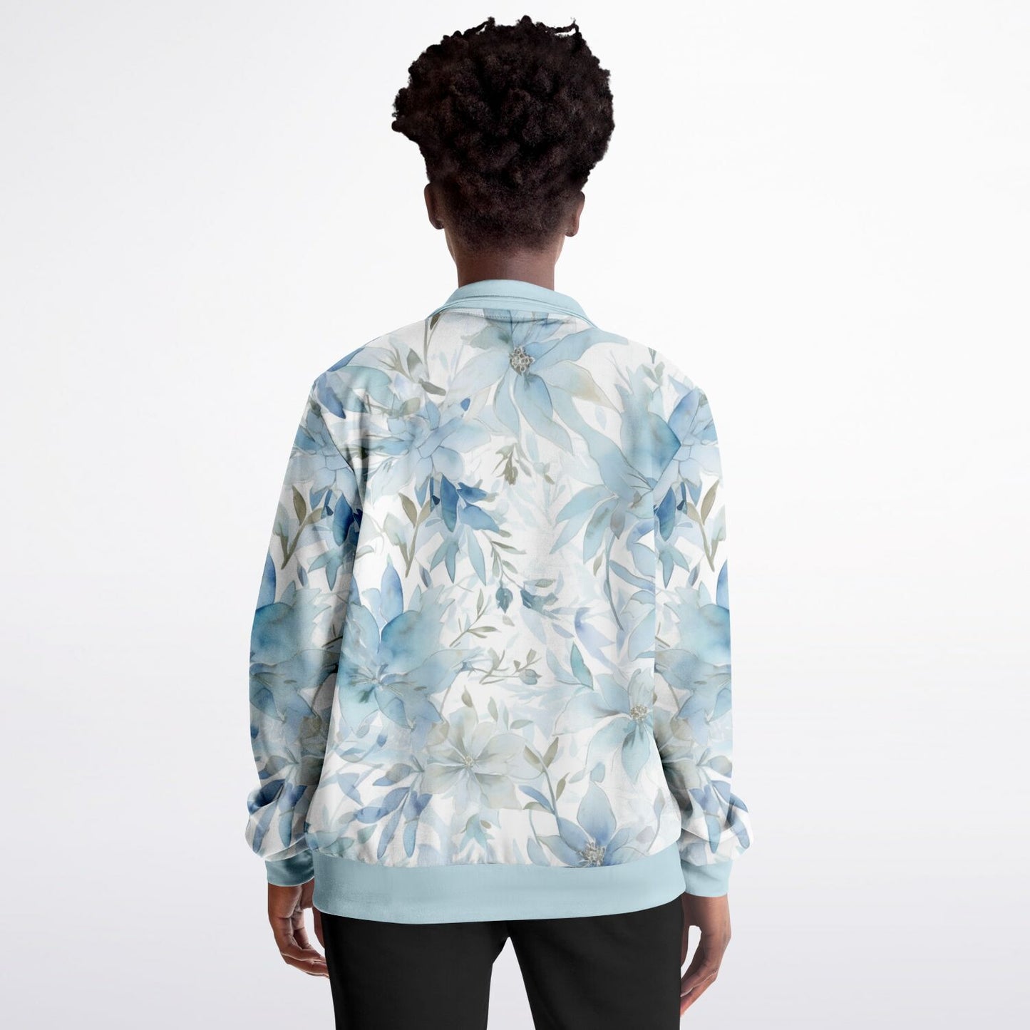 Watercolor Flowers Unisex Track Jacket - light blue