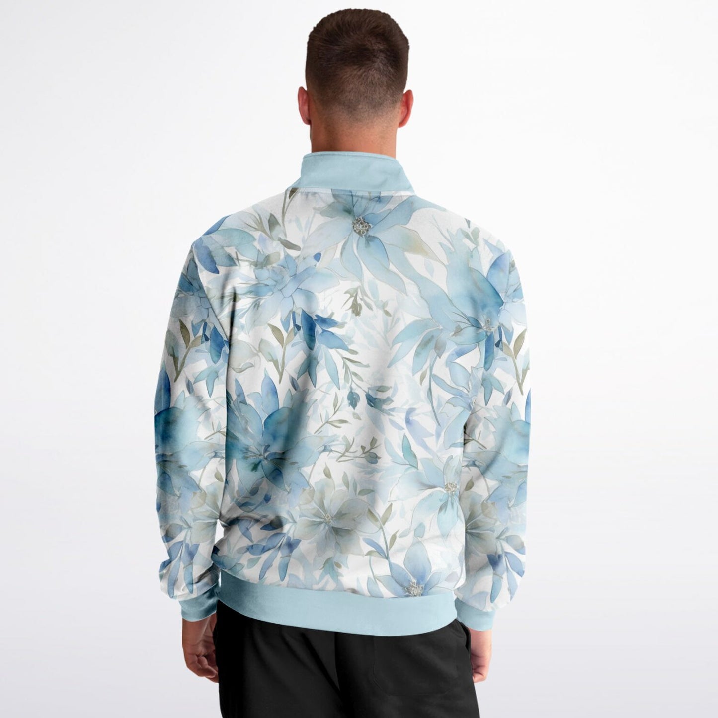 Watercolor Flowers Unisex Track Jacket - light blue