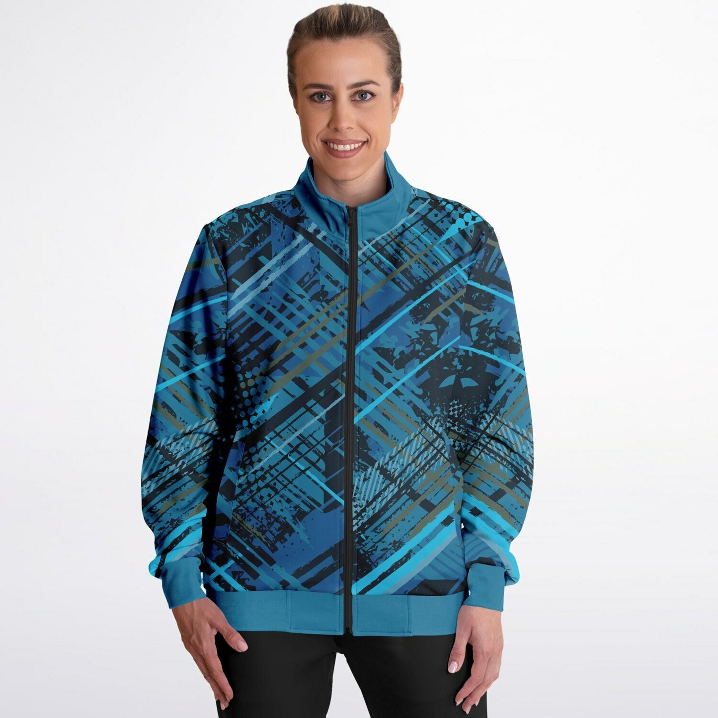 Geometric Blue Unisex Track Jacket