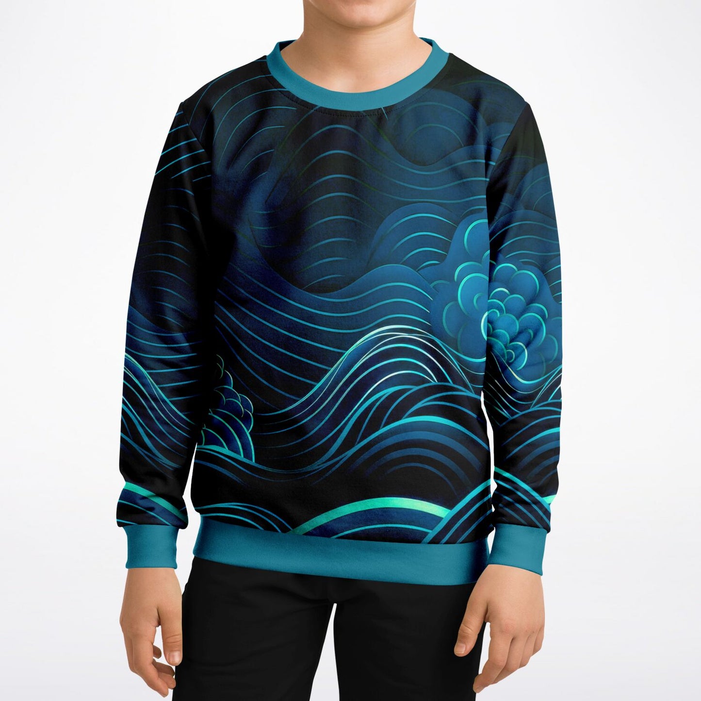 Waves Kids Sweatshirt - blue-green