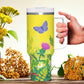 Summer Butterflies Yellow 40oz Tumbler with Handle Stainless Steel